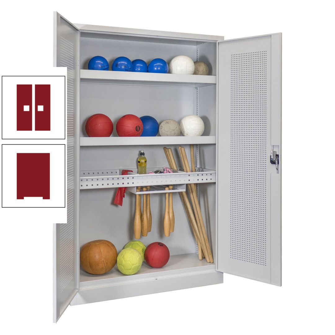 Sportschrank - Lochfeldtüren - Variante 2 - 1.950x1.200x500 mm (HxBxT) - anthrazitgrau