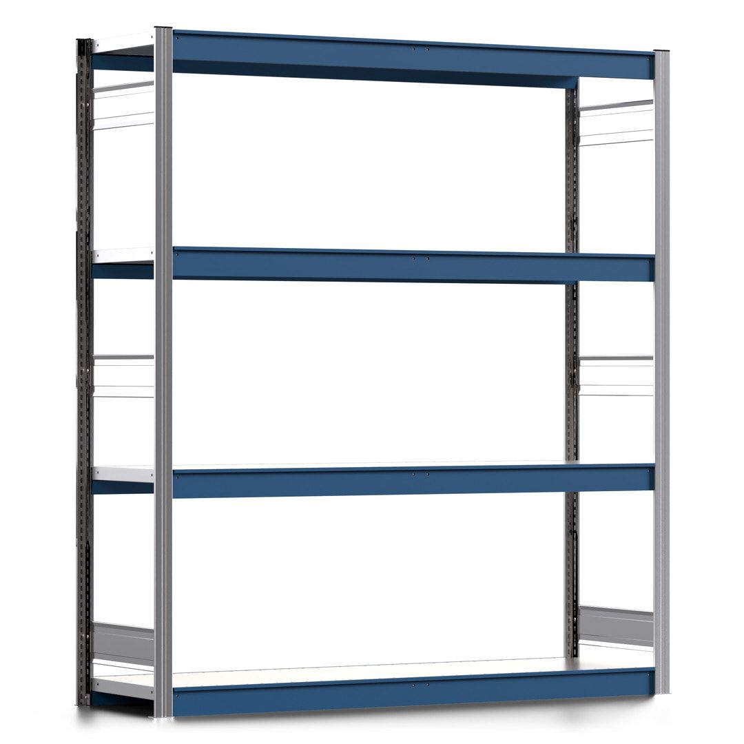 Weitspannregal EMIL - 2.000 x 1.750 x 500 mm (HxBxT) - Fachlast 400 kg - Anbauregal - Stahlfachböden - Lagerregal