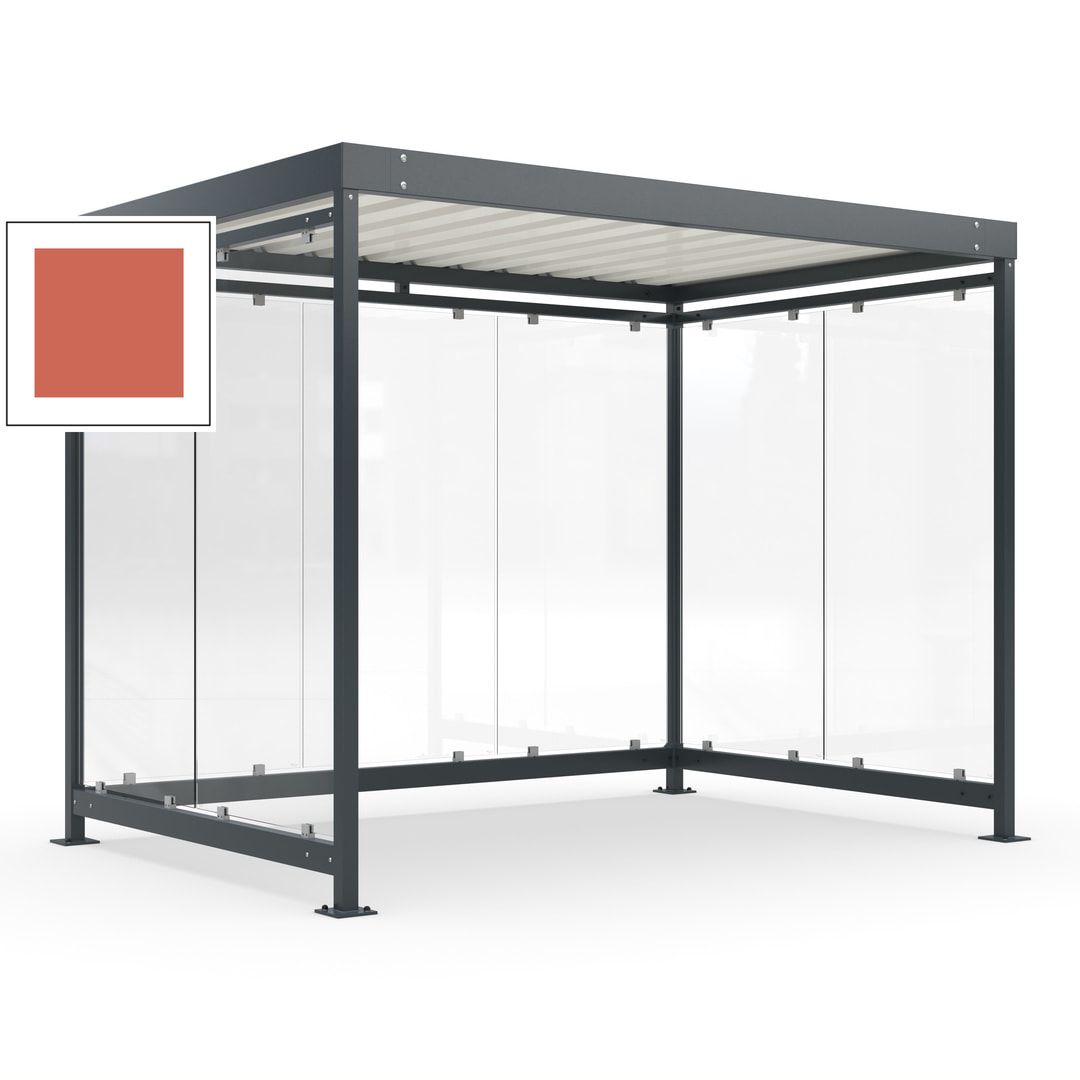 Raucherunterstand, Bausatz, Fahrgastunterstand, Bushaltestelle, 2.510 x 3.180 x 2.165 mm (HxBxT), 7 Wände, Achatgrau