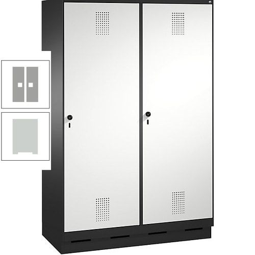 Doppel-Spind, Garderobenschrank, 2 Türen für 4 Abteile a 300 mm, Korpus anthrazitgrau, Türen anthrazitgrau, 1.800 x 1.200 x 500 mm (HxBxT)