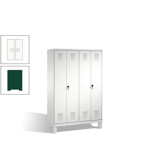 Doppel-Spind, Doppeltüren, Garderobenschrank mit Füßen, 4 Abteile a 300 mm, Korpus anthrazitgrau, Tür anthrazitgrau, 1.850 x 1.200 x 500 mm (HxBxT)