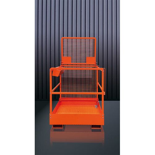 Arbeitsbühne, Arbeitsplattform Eichinger, Drahtgitter, 2 Personen, für  Frontstapler, rutschsicher, 2.000 x 1.090 x 1.200 mm (HxBxT), reinorange