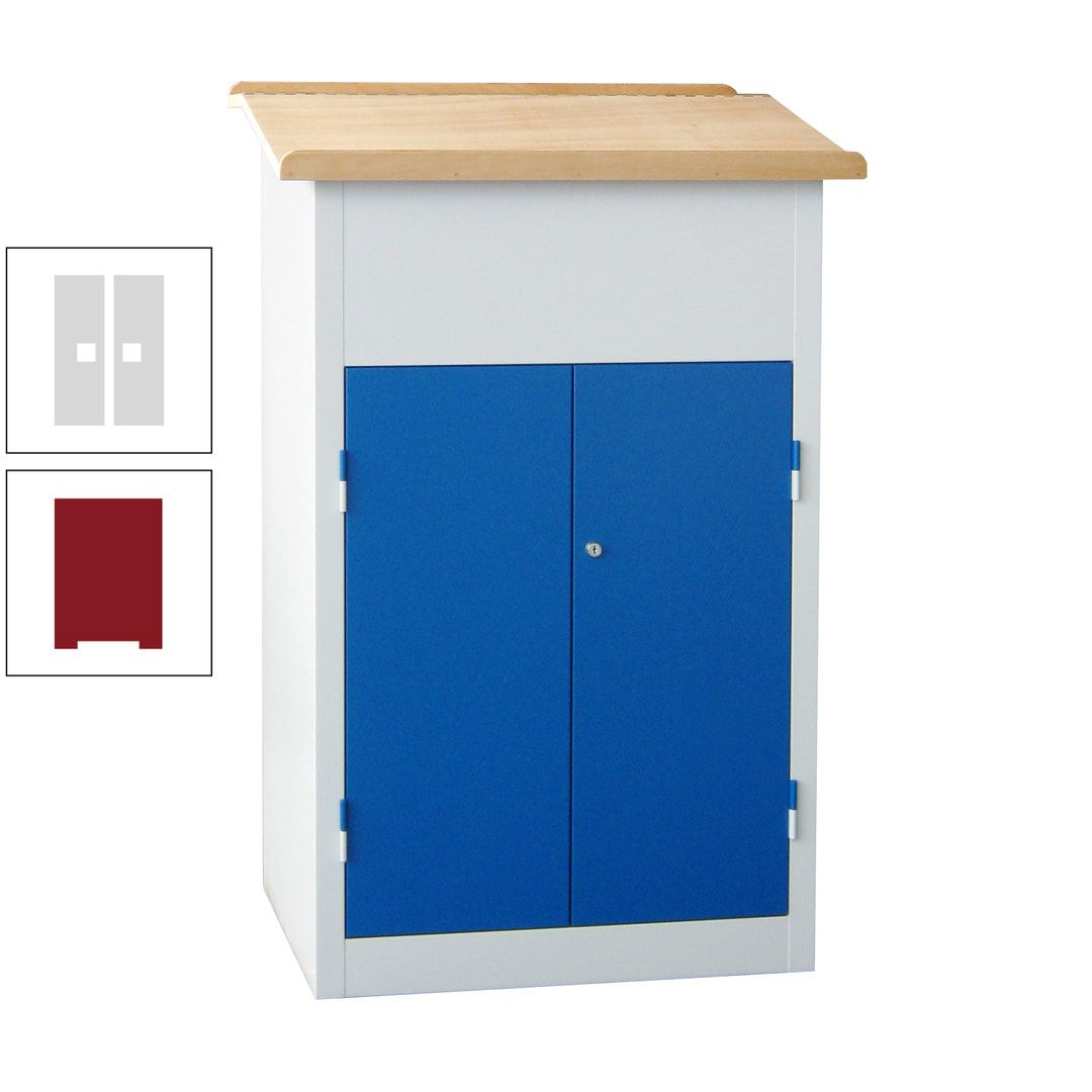Stehpult mit Schrank - Vollblechtür - Zylinderschloss - 2 Böden - 1.200 x 700 x 600 mm (HxBxT) - anthrazitgrau