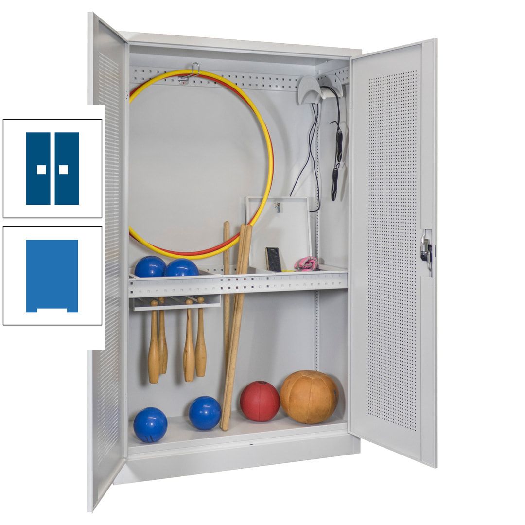 Sportschrank - Lochfeldtüren - Variante 1 - 1.950x1.200x500 mm (HxBxT) - anthrazitgrau