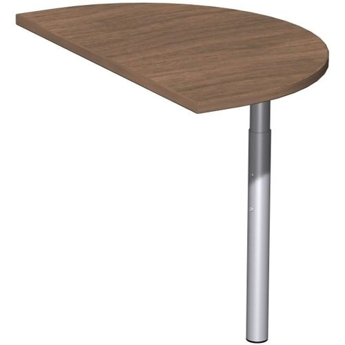 Anbautisch halbrund, inkl. Stützfuß, Schreibtisch Eco, 720 x 500 x 80 mm (HxBxT), inkl.Verkettungsmaterial, Gestell lichtgrau, Dekor Ahorn