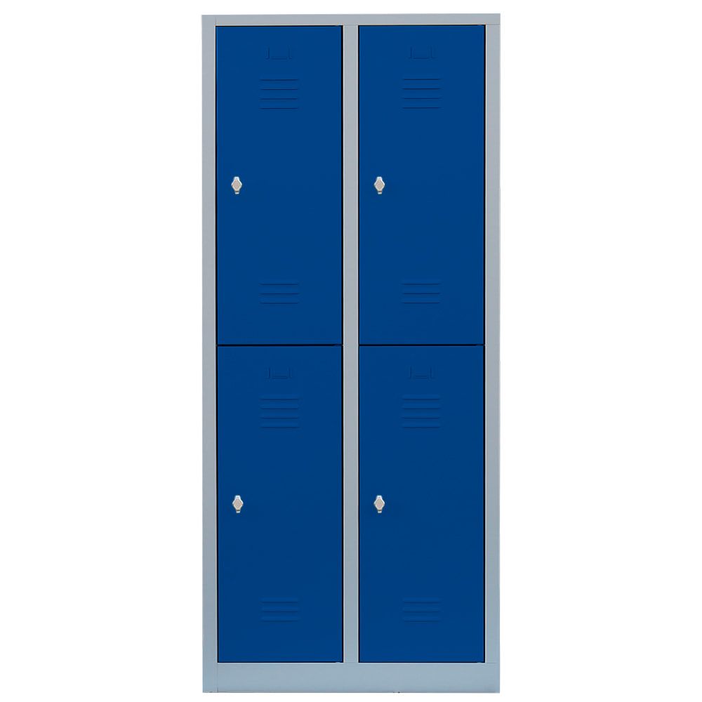 Garderobenschrank, Doppelstockspind, 2 Abteile, 4 Fächer, 1.800 x 800 x 500 mm (HxBxT), Stahl, Drehriegel, Korpus: lichtgrau, Front: anthrazitgrau