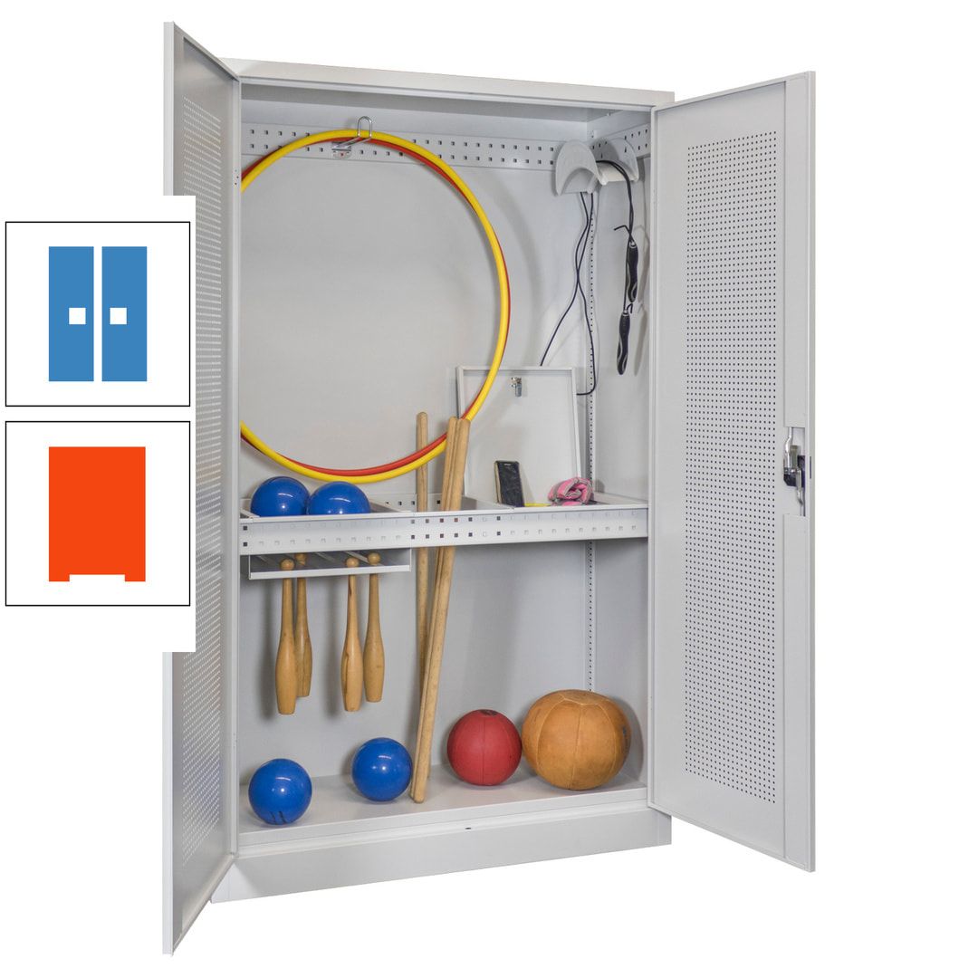 Sportschrank - Lochfeldtüren - Variante 1 - 1.950x1.200x500 mm (HxBxT) - anthrazitgrau