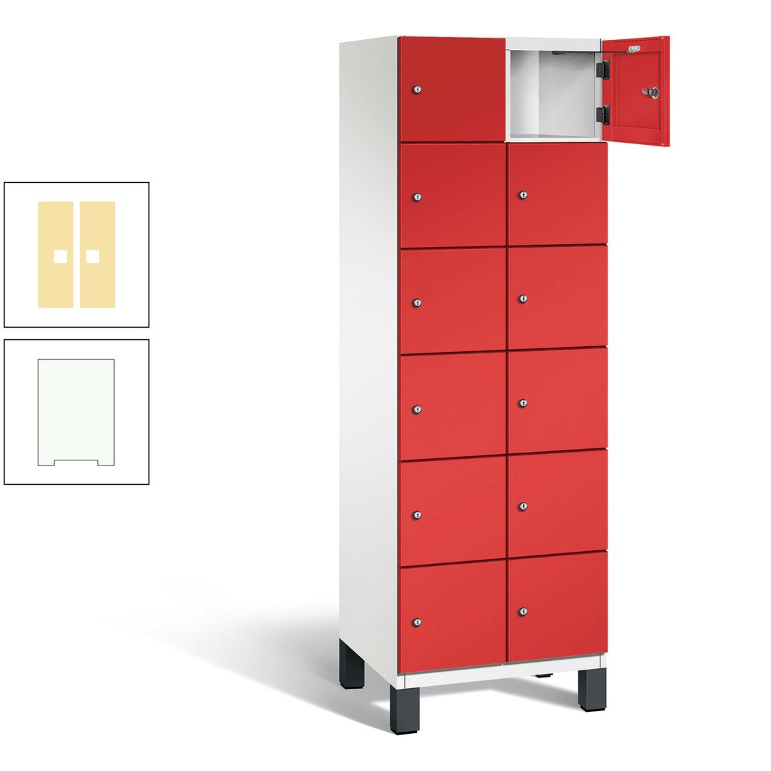 Fächerschrank, Stahlschrank, 12 Fächer, Türöffnungsbegrenzer, Füße, 1.980 x 600 x 525 mm (HxBxT), Korpus anthrazitgrau, Front anthrazitgrau