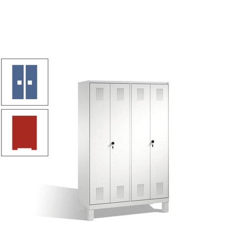 Doppel-Spind, Doppeltüren, Garderobenschrank mit Füßen, 4 Abteile a 300 mm, Korpus anthrazitgrau, Tür anthrazitgrau, 1.850 x 1.200 x 500 mm (HxBxT)