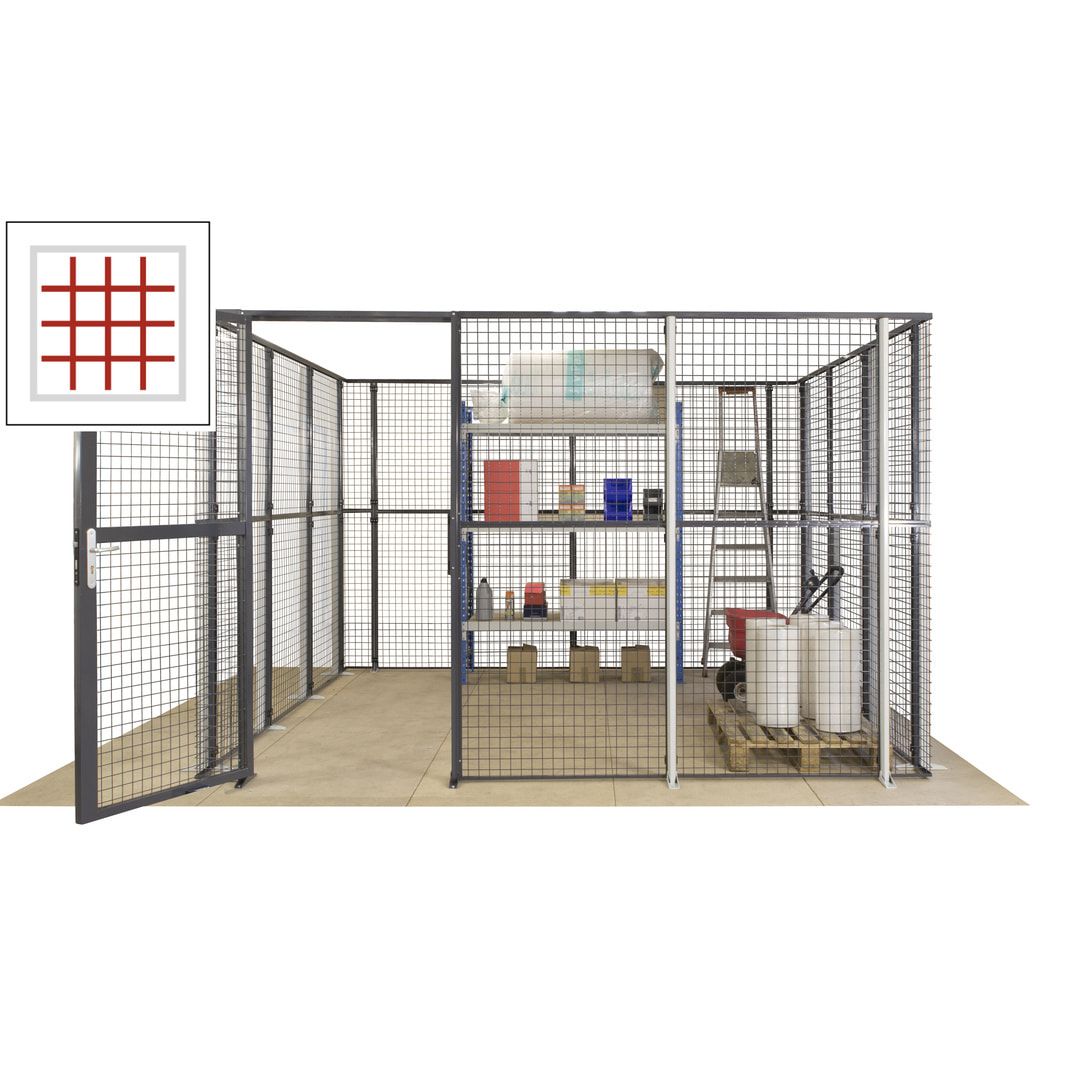 Maschinen Schutzgitter - Hallentrennwand - Sicherheitszaun - Tür - 72 m - 2.200 x 21.400 x 15.400 mm (HxBxT) - enzianblau