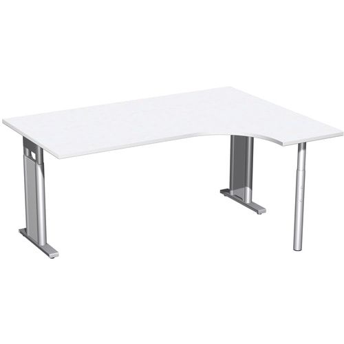 Eckschreibtisch, Ecke rechts, Füße einseitig verkürzt, C-Fuß Pro, höhenverstellbar, 680-820 x 1.600 x 1.200 mm (HxBxT), Dekor Ahorn