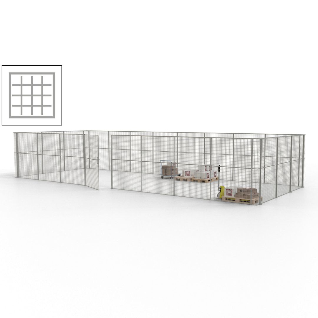 Maschinen Schutzgitter - Hallentrennwand - Sicherheitszaun - Tür - 33 m - 2.200 x 12.400 x 4.900 mm (HxBxT) - enzianblau