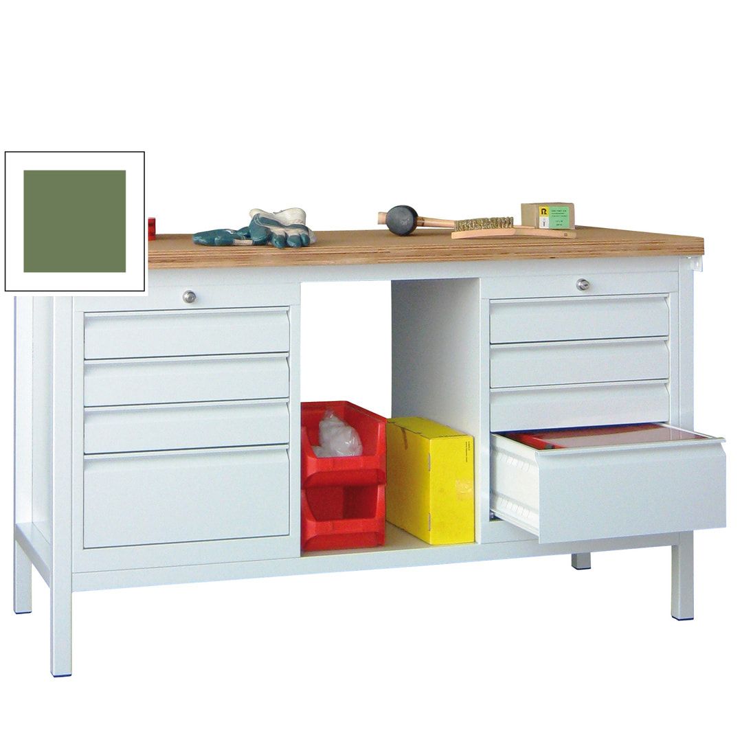 Werkbank - 2 Schubladenblöcke - 900 x 1.500 x 700 mm (HxBxT) - anthrazitgrau