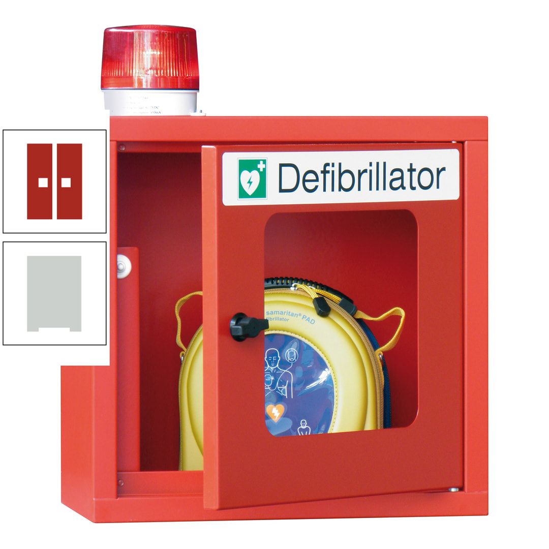 Defibrillatorenschrank mit akustischem und optischem Alarm - 490 x 400 x 200 mm (HxBxT) - Sichtfenster - anthrazitgrau