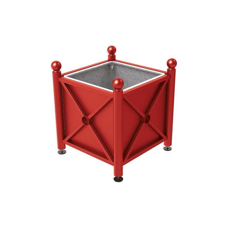 Pflanzbehälter, Stahlblech feuerverzinkt, verstellbare Füße, Innenfach feuerverzinkt, Kopf Agora, 750 x 800 x 800 mm (HxBxT), enzianblau