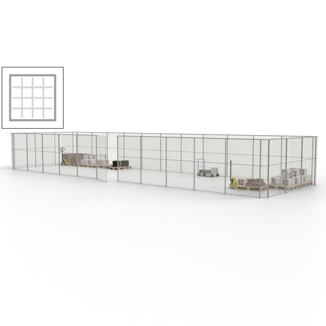 Maschinen Schutzgitter - Hallentrennwand - Sicherheitszaun - Tür - 42 m - 2.200 x 16.900 x 4.900 mm (HxBxT) - enzianblau