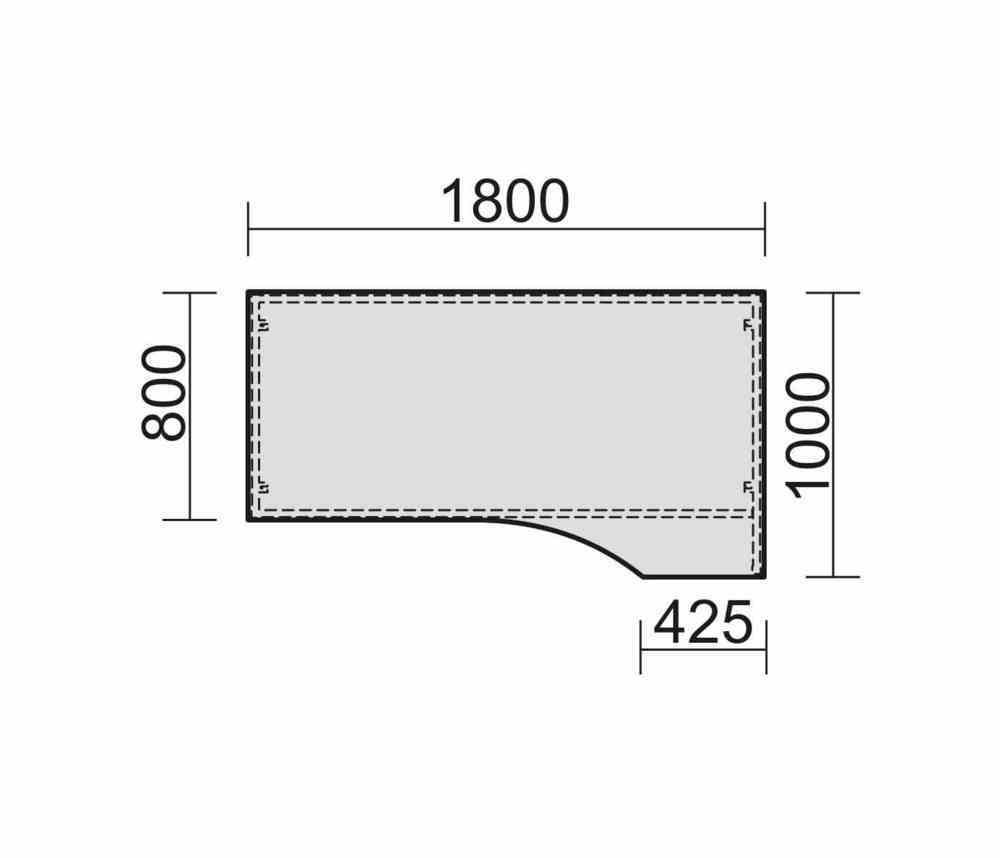 Schreibtisch - 4-Fuß Eco - Eckschreibtisch rechts - 720 x 1.800 x 1.000 mm (HxBxT) - Gestell lichtgrau - Ahorn