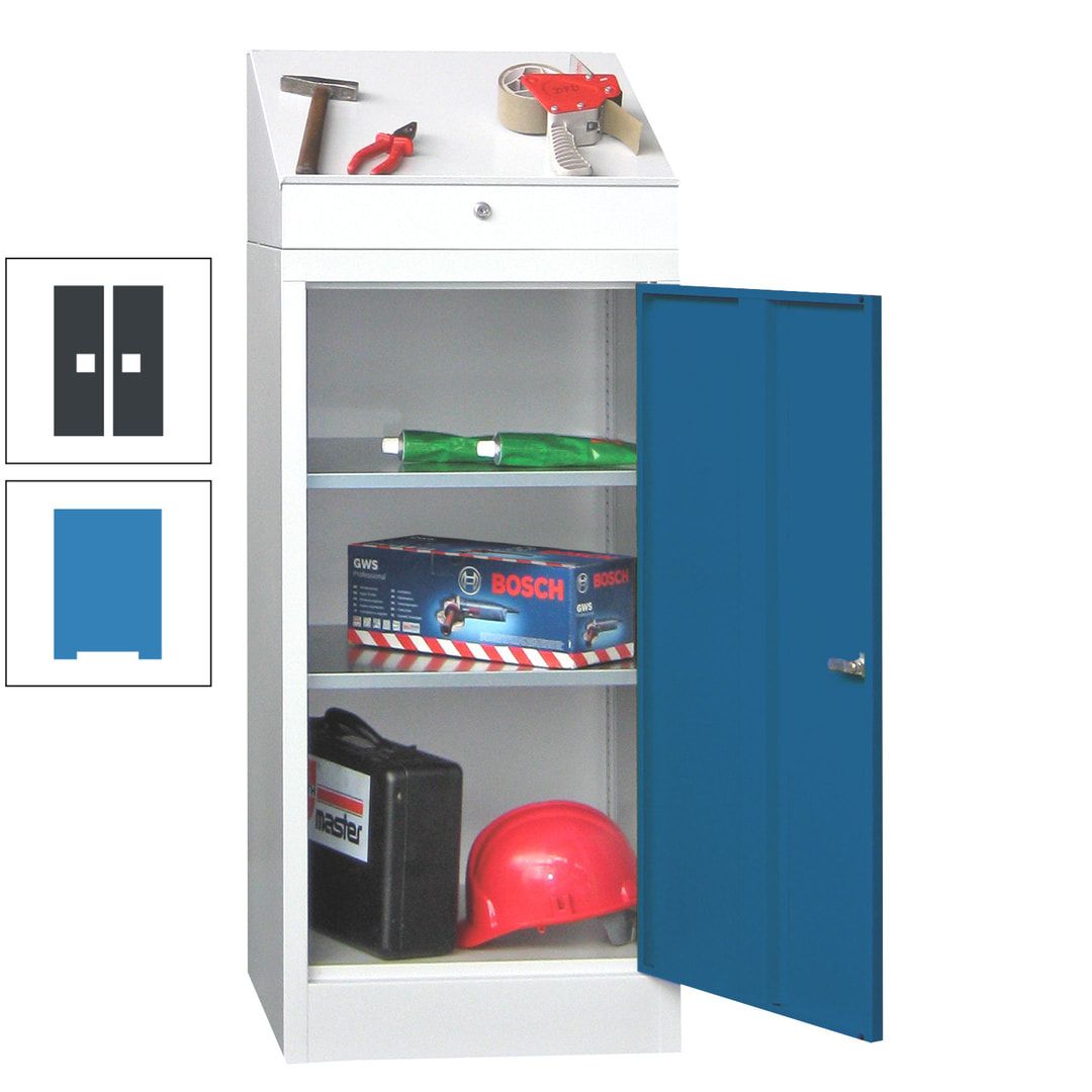 Stehpult mit Schrank - Vollblechtür - Zylinderschloss - 1.270x500x500 mm (HxBxT) - anthrazitgrau