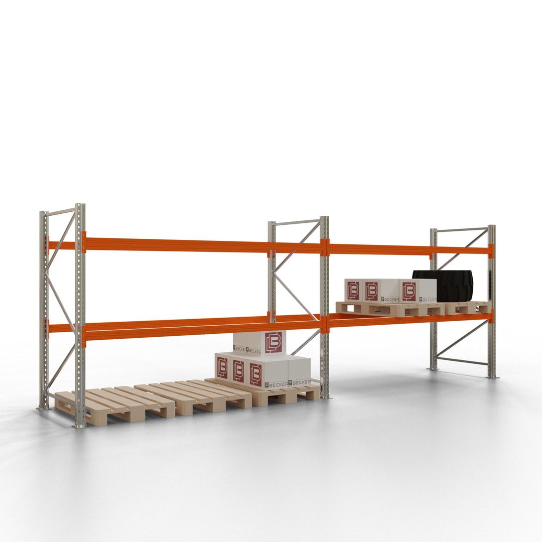 Palettenregal - 1,5 t - 2,0 x 5,7 x 1,1 m - 2 Felder - Schwerlastregal - VKfrei