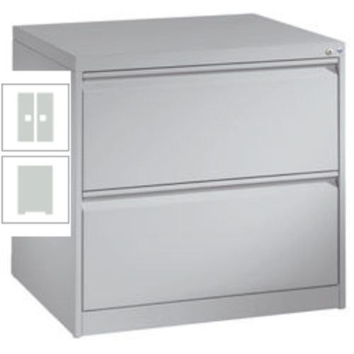 Hängeregisterschrank, Hängeregistratur, Aktenschrank, DIN A4, 2 Auszüge, zweibahnig, Farbe lichtgrau, 733 x 787 x 590 mm (HxBxT)