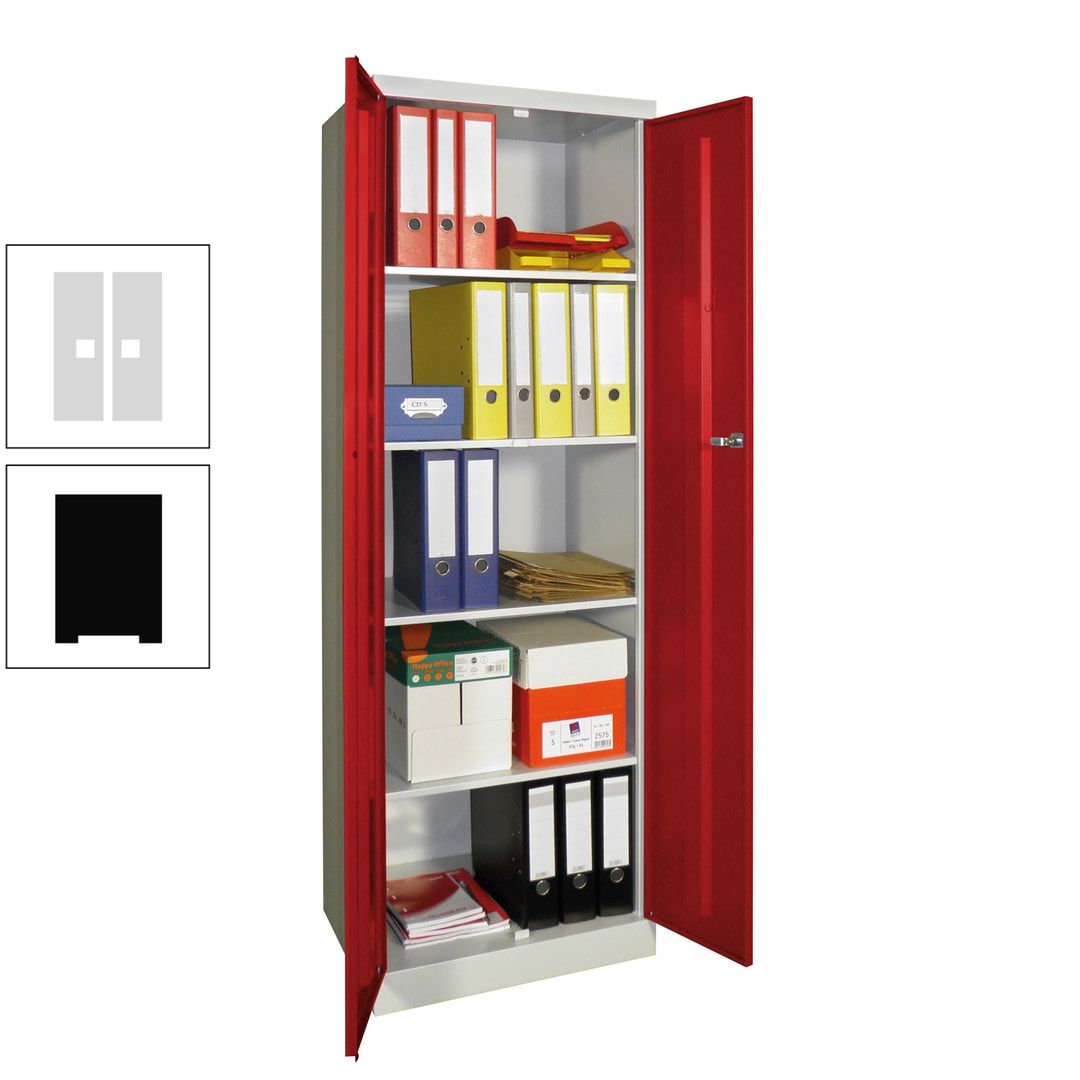 Aktenschrank - Sockel - 4 Böden - 1.800x600x500 mm (HxBxT) - Zylinderschloss - anthrazitgrau