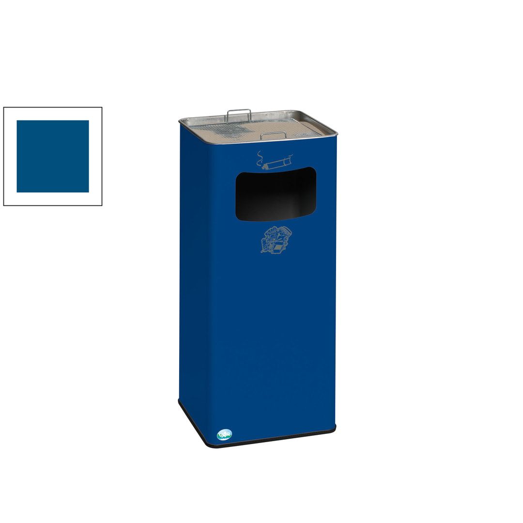 Abfallsammler mit Ascher - viereckig - Volumen 53 l - 705 x 330 x 330 mm (HxBxT) - Antik silber