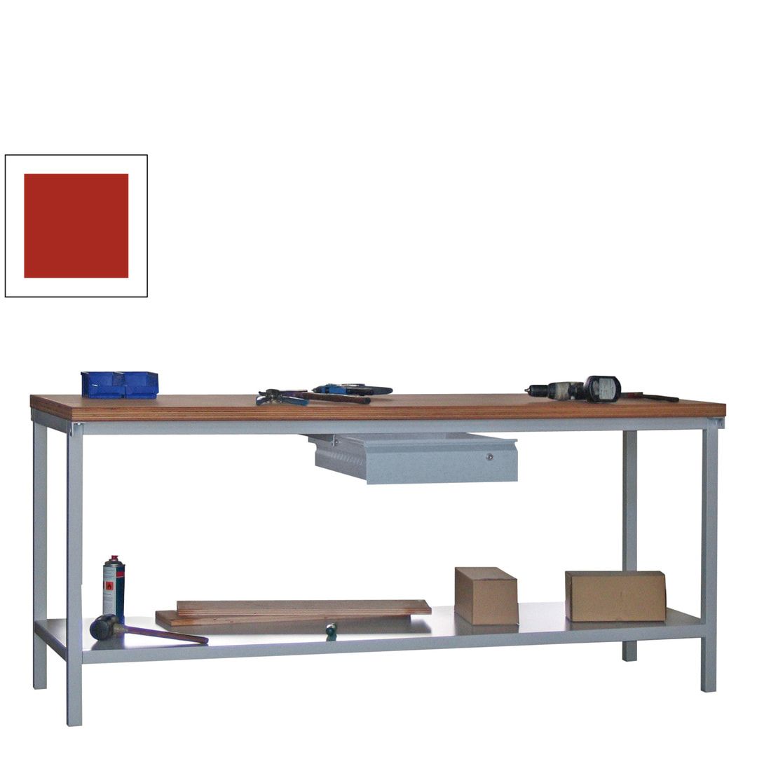 Werkbank mit Ablageboden - 1 Schublade - 900 x 2.000 x 700 mm (HxBxT) - Traglast 1.400 kg - anthrazitgrau