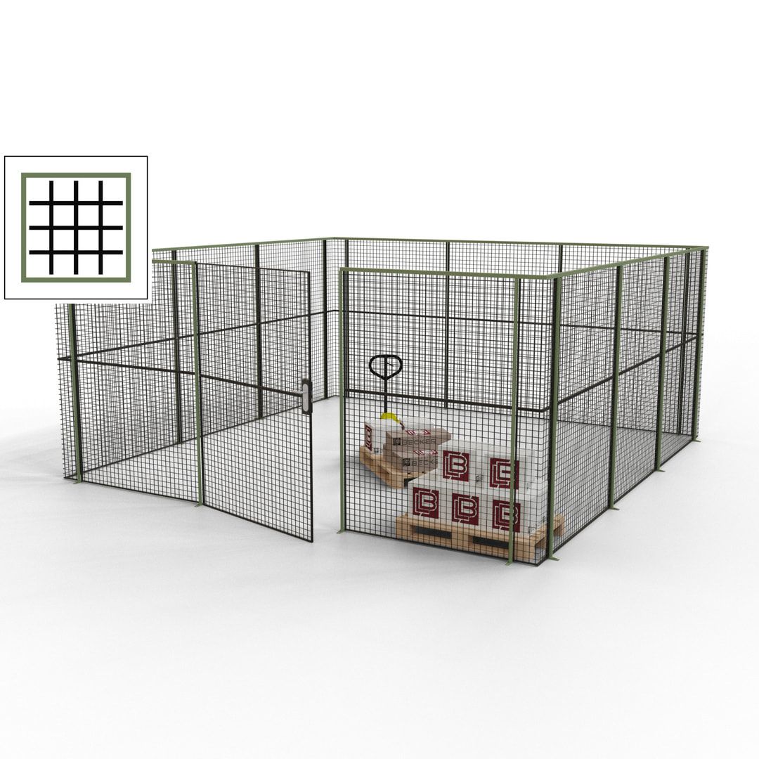 Maschinen Schutzgitter - Hallentrennwand - Sicherheitszaun - Tür - 18 m - 2.200 x 4.900 x 4.900 mm (HxBxT) - enzianblau