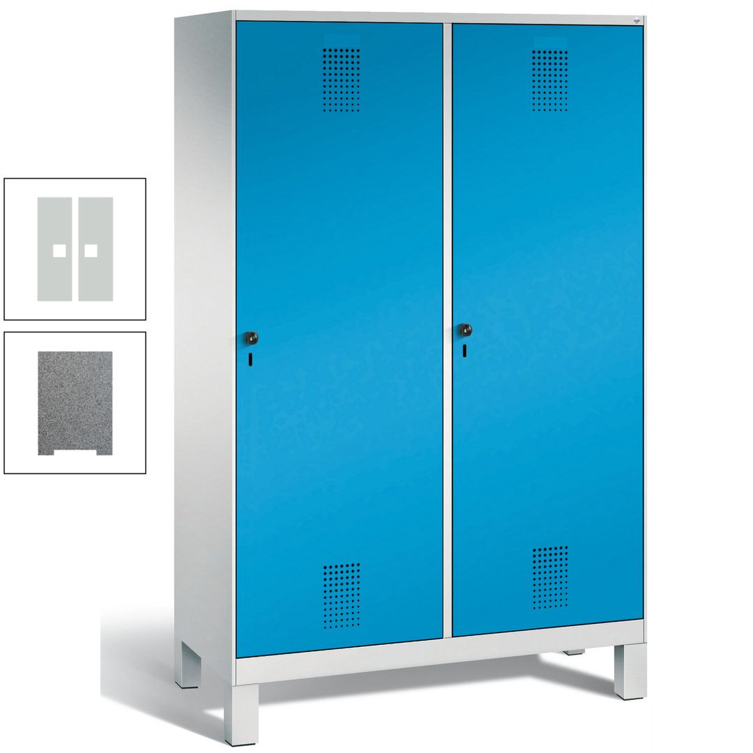 Doppel-Spind, Garderobenschrank, 2 Türen für 4 Abteile a 300 mm, Korpus anthrazitgrau, Türen anthrazitgrau, 1.850 x 1.200 x 500 mm (HxBxT)