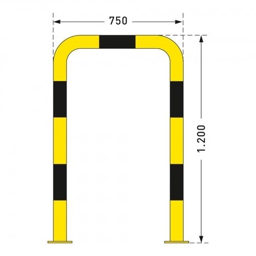 Rammschutz-Bügel Indoor, Anfahrschutz aus Gütestahl, hochbelastbar, 1.200 mm Höhe, 1.000 mm Breite, gelb kunststoffbeschichtet