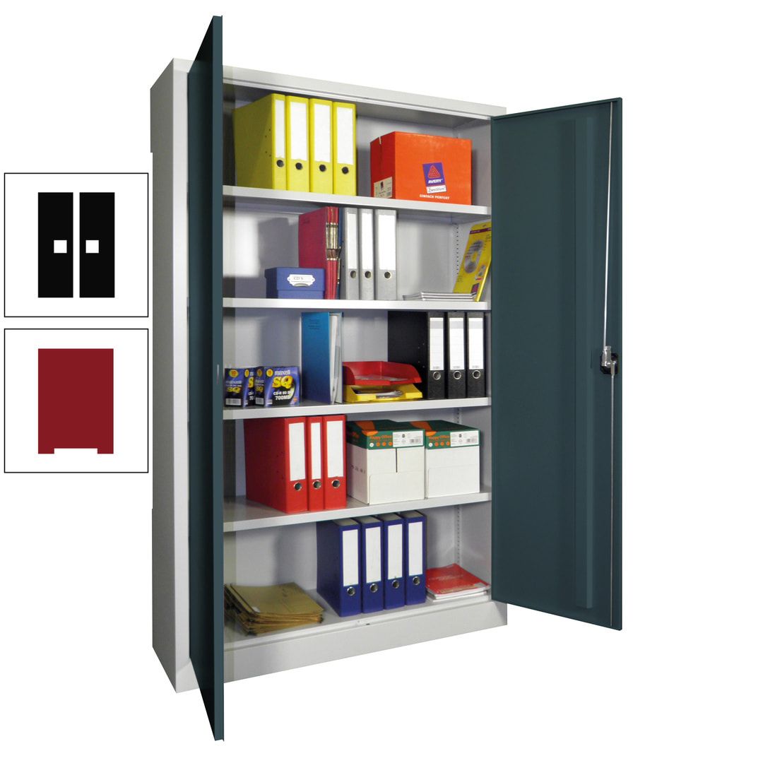 Aktenschrank - Vollblechtüren - 1.950x1.200x400 mm (HxBxT) - 4 Einlegeböden verzinkt - Zylinderschloss - anthrazitgrau