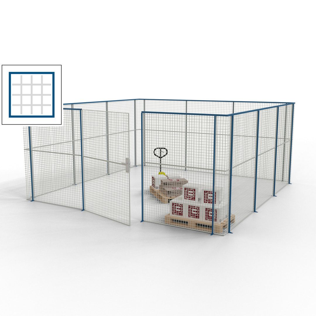 Maschinen Schutzgitter - Hallentrennwand - Sicherheitszaun - Tür - 18 m - 2.200 x 4.900 x 4.900 mm (HxBxT) - enzianblau
