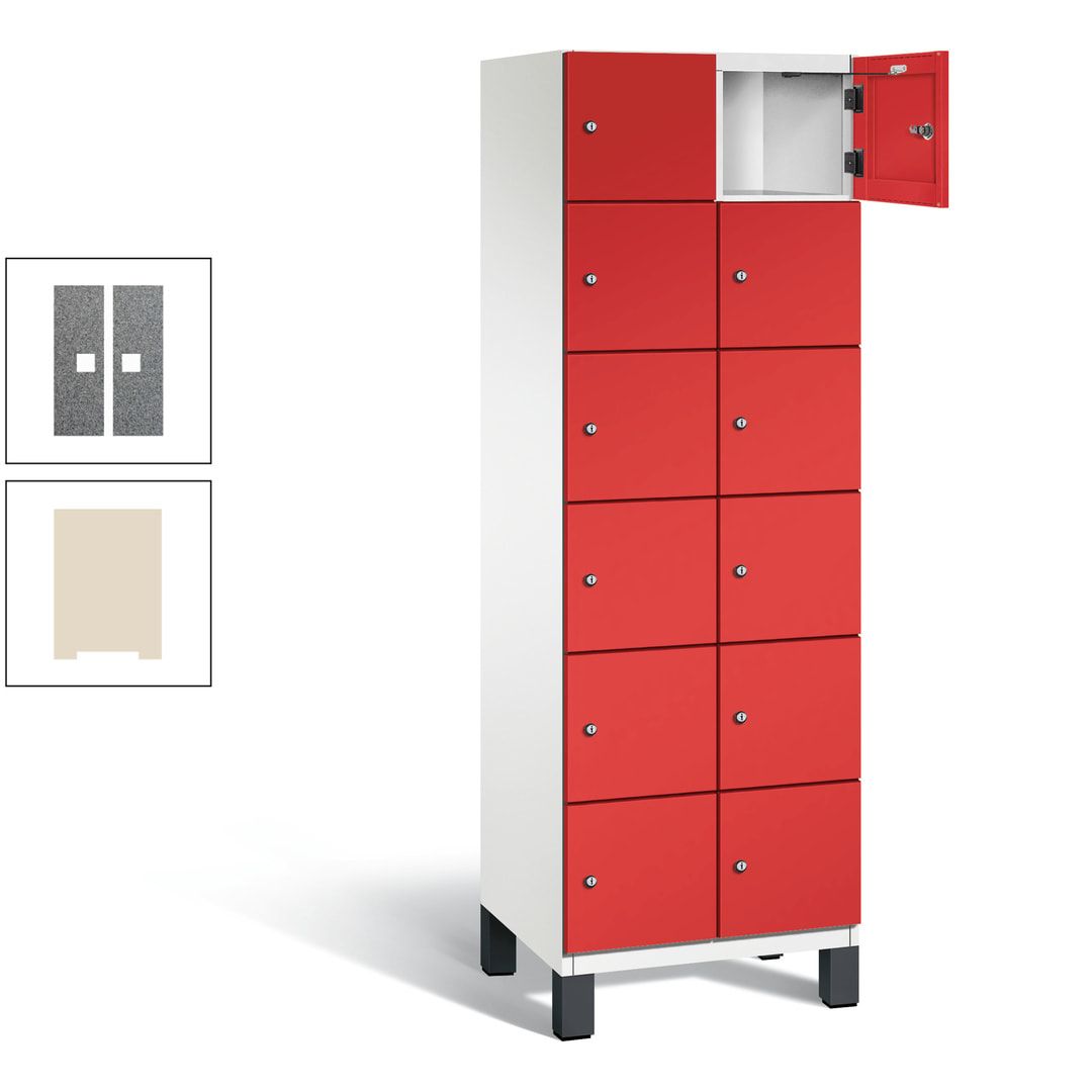 Fächerschrank, Stahlschrank, 12 Fächer, Türöffnungsbegrenzer, Füße, 1.980 x 600 x 525 mm (HxBxT), Korpus anthrazitgrau, Front anthrazitgrau