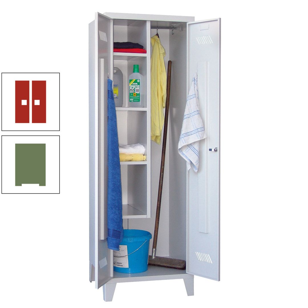 Putzschrank mit Füßen - 1 Abteil mit Trennwand - 1.850x600x500 mm (HxBxT) - Drehriegel - anthrazitgrau