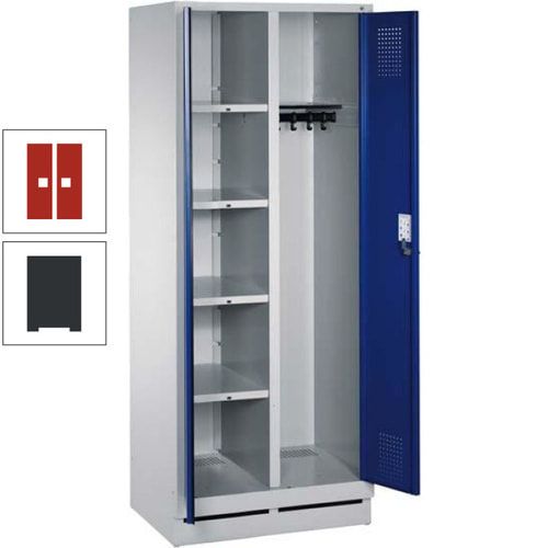 Mehrzweckschrank, Doppeltüren, Füße, 2 Abteile a 300 mm, Korpus anthrazitgrau, Tür anthrazitgrau, 1.800 x 600 x 500 mm (HxBxT)