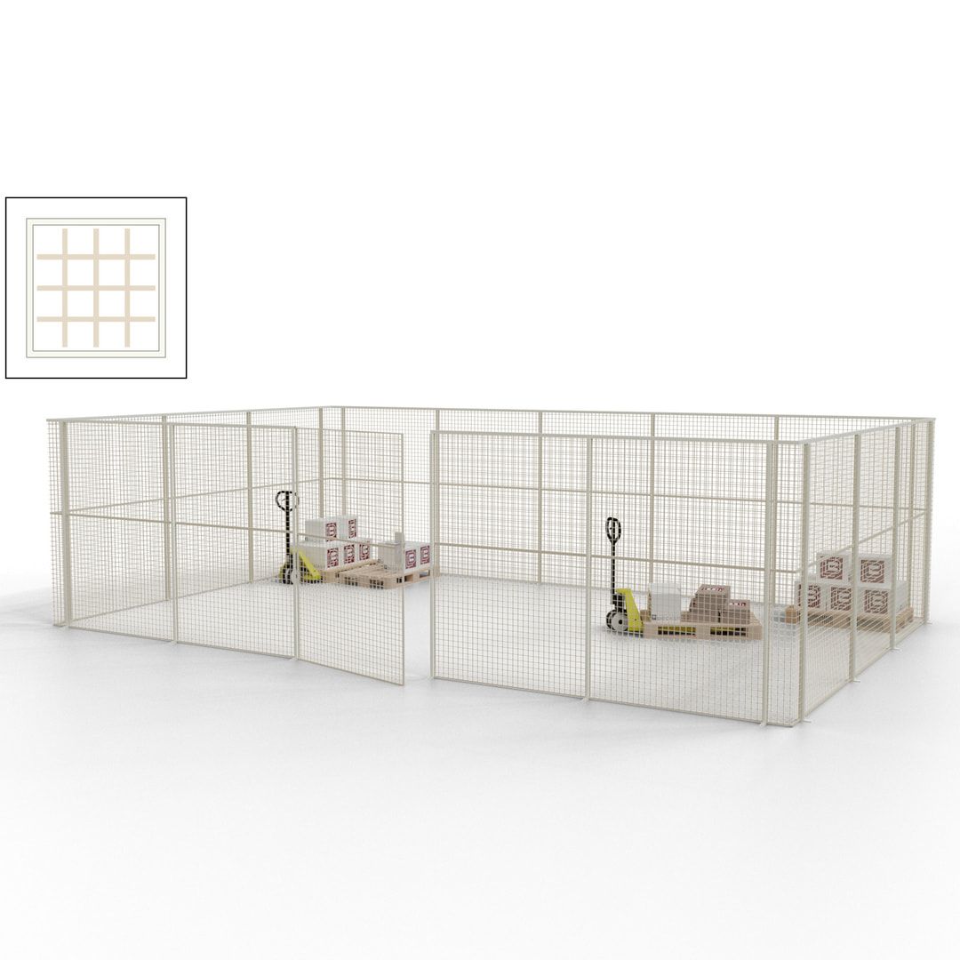 Maschinen Schutzgitter - Hallentrennwand - Sicherheitszaun - Tür - 22 m - 2.200 x 7.900 x 4.900 mm (HxBxT) - enzianblau