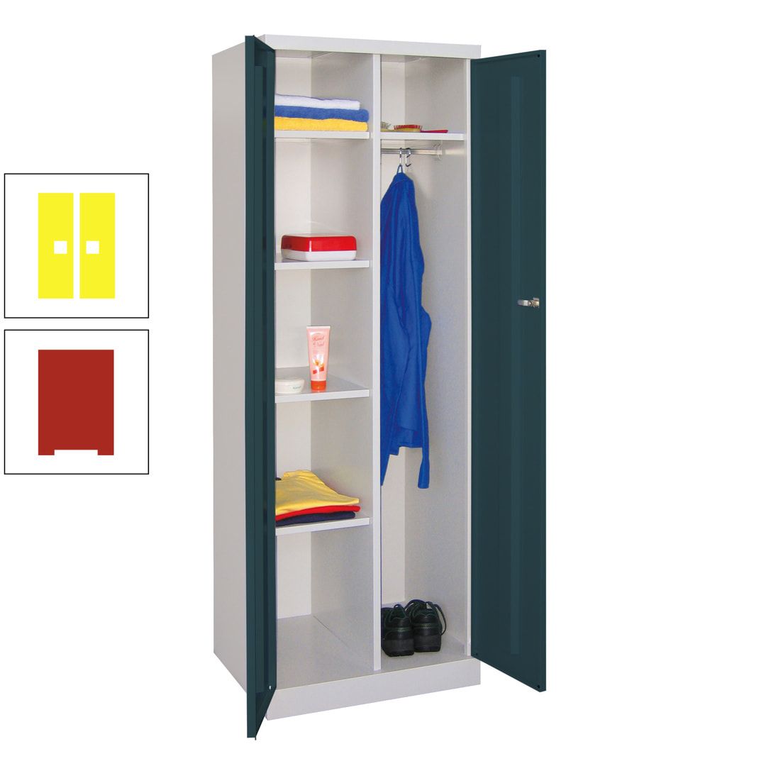 Kleiderschrank mit Sockel - Spind - 1 Abteil mit Trennwand - 1.800x600x500 mm (HxBxT) - Zylinderschloss - anthrazitgrau