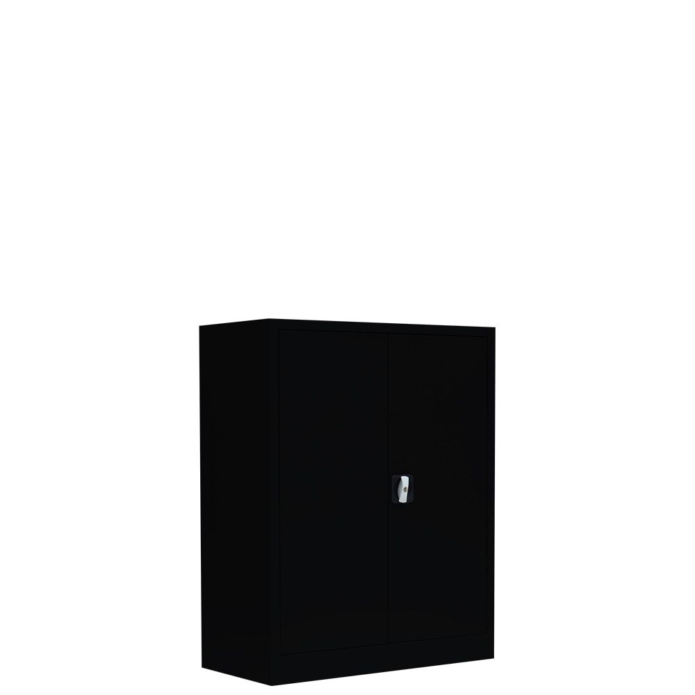 Aktenschrank, Büroschrank, abschließbar, Flügeltüren, 2 Fachböden, 1.000 x 800 x 383 mm (HxBxT), Stahl, Korpus und Türen in lichtgrau
