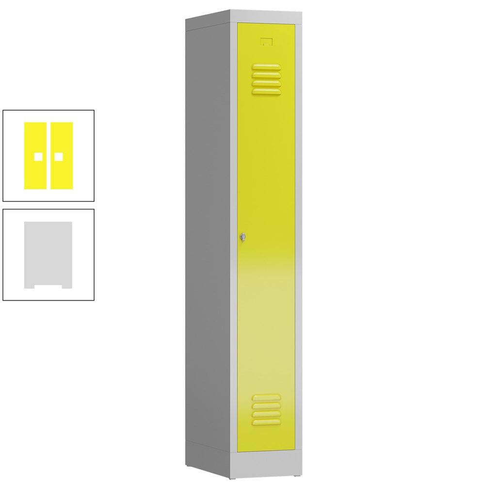 Garderobenschrank, Garderobenspind, 1 Abteil, 1.800 x 310 x 500 mm (HxBxT), Stahl, Drehriegelverschluss, Korpus: lichtgrau, Front: anthrazitgrau