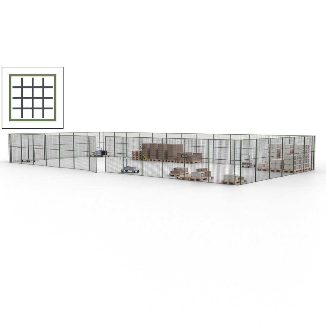 Maschinen Schutzgitter - Hallentrennwand - Sicherheitszaun - Tür - 57 m - 2.200 x 19.900 x 9.400 mm (HxBxT) - enzianblau