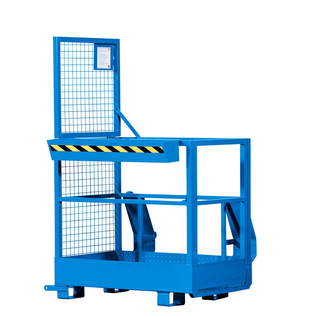 Arbeitsbühne - Frontlader und Stapler - Arbeitskorb - Montagebühne - Staplerkorb - Traglast 240 kg - 1.900 x 800 x 1.200 mm (HxBxT) - enzianblau