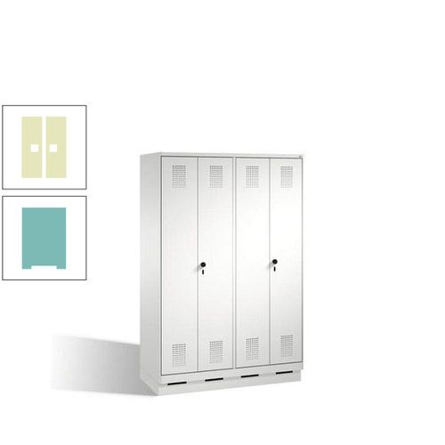 Doppel-Spind, Doppeltüren, Garderobenschrank mit Sockel, 4 Abteile a 300 mm, Korpus anthrazitgrau, Tür anthrazitgrau, 1.800 x 1.200 x 500 mm (HxBxT)