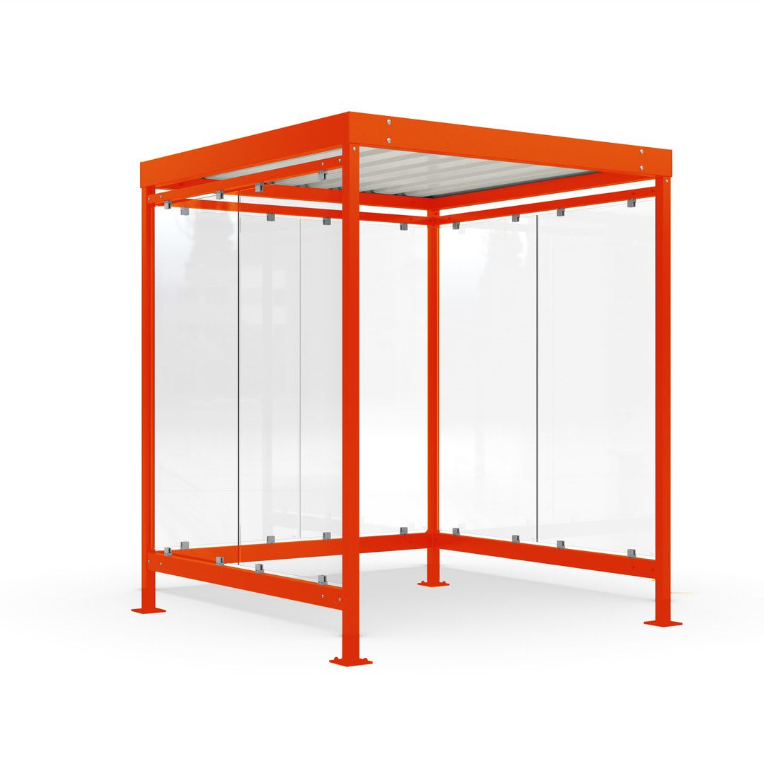 Raucherunterstand, Bushaltestelle, 6-7 Personen, 6 Wände, 2.510 x 2.165 x 2.165 mm (HxBxT), Elfenbein