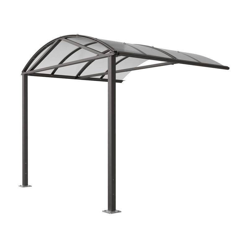 Fahrradüberdachung, Erweiterung, Unterstand, 5 Plätze, Bogendach, Entwässerung, Stahl, 2.640 x 2.520 x 2.830 mm (HxBxT), Farbe enzianblau