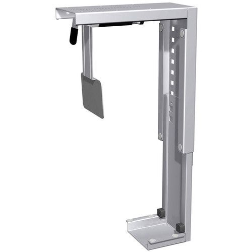 CPU-Halter, frei hängend, unter Tischplatte montierbar, Höhe: 470 - 520 mm, Breite: 125 - 225 mm, Tiefe: 380 mm, silber