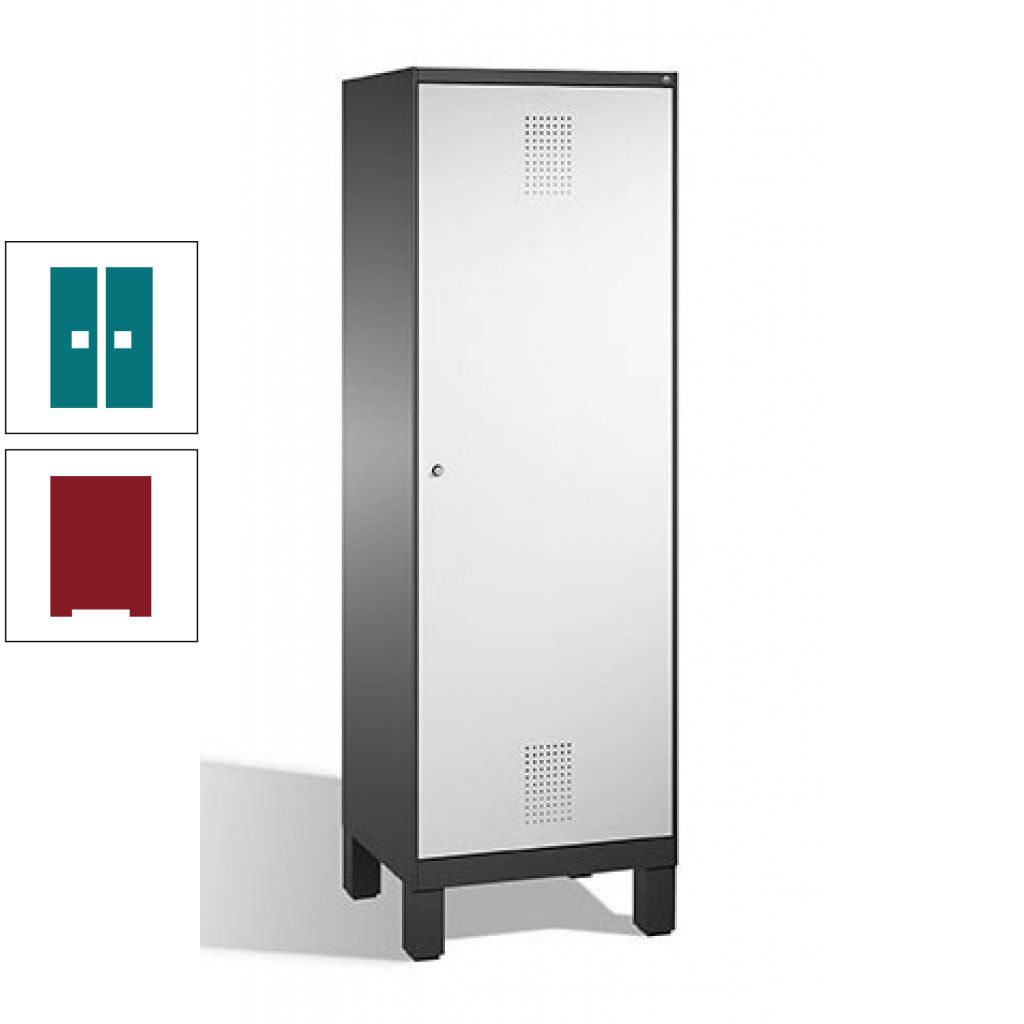 Doppel-Spind, Garderobenschrank, 1 Tür für 2 Abteile a 300 mm, Korpus anthrazitgrau, Türen anthrazitgrau, 1.850 x 600 x 500 mm (HxBxT)