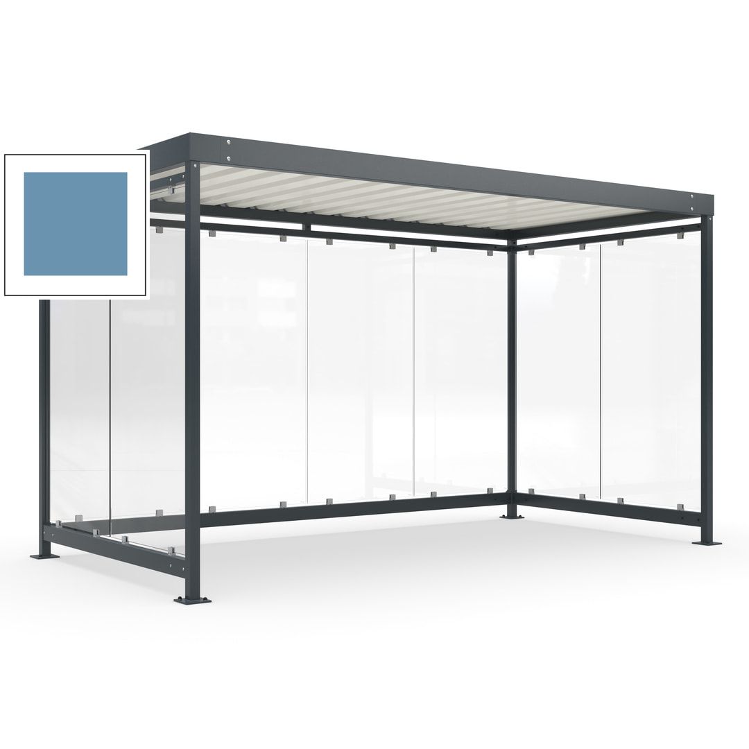 Fahrradunterstand, Fahrgastunterstand, Bushaltestelle, Bausatz, 12-13 Personen, 2.510 x 4.195 x 2.165 mm (HxBxT), 8 Wände, Achatgrau