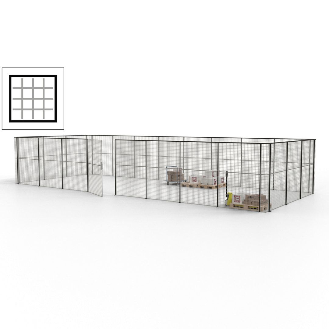 Maschinen Schutzgitter - Hallentrennwand - Sicherheitszaun - Tür - 33 m - 2.200 x 12.400 x 4.900 mm (HxBxT) - enzianblau
