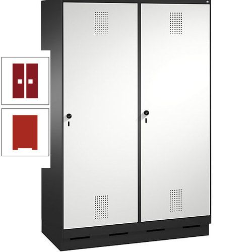 Doppel-Spind, Garderobenschrank, 2 Türen für 4 Abteile a 300 mm, Korpus anthrazitgrau, Türen anthrazitgrau, 1.800 x 1.200 x 500 mm (HxBxT)