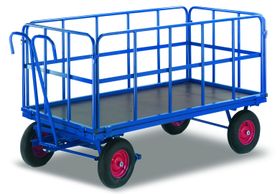 Handpritschenwagen mit 4 Stahlrohrgitterwänden - Ladefläche und Bereifung wählbar